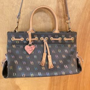 Dooney & Bourke Vintage Rainbow Initials Satchel Bag Purse w/ Heart Hangtag Y2K!